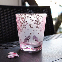 画像をギャラリービューアに読み込む, 桜猫の淡彩シャボングラス【サンドブラスト】
